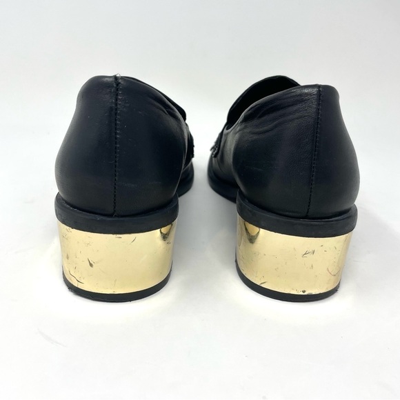 Miista Black Leather Kiltie Fringe Penny Loafers Size 36 - Picture 6 of 10